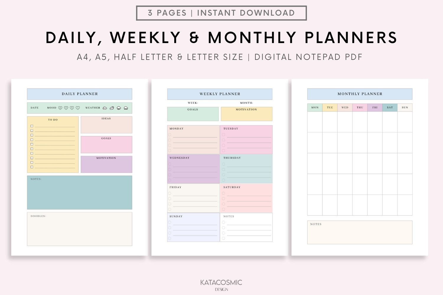 Printable Daily Weekly Monthly Planner Template
