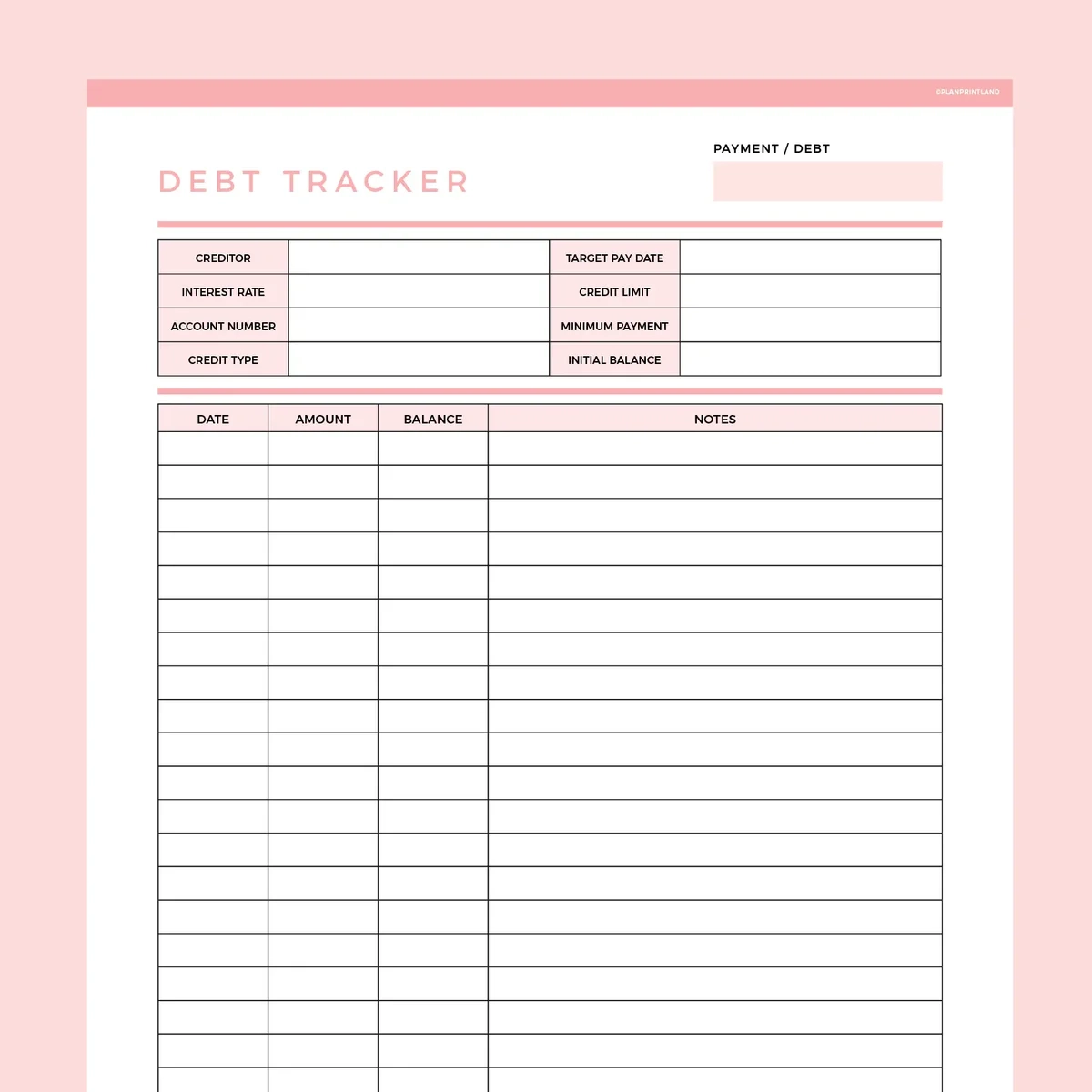 Free Debt Payoff Planner Printable