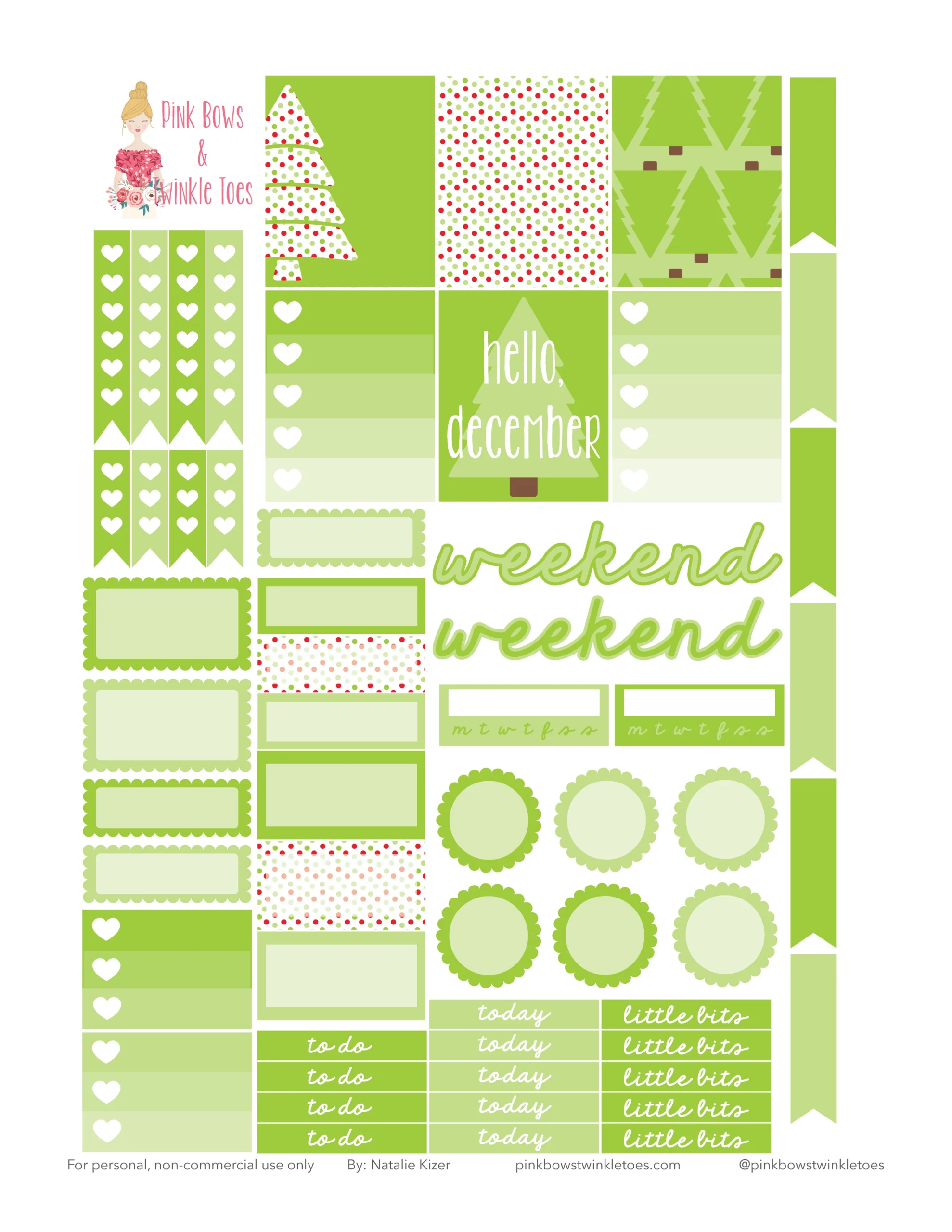 Green Printable Planner Stickers Free
