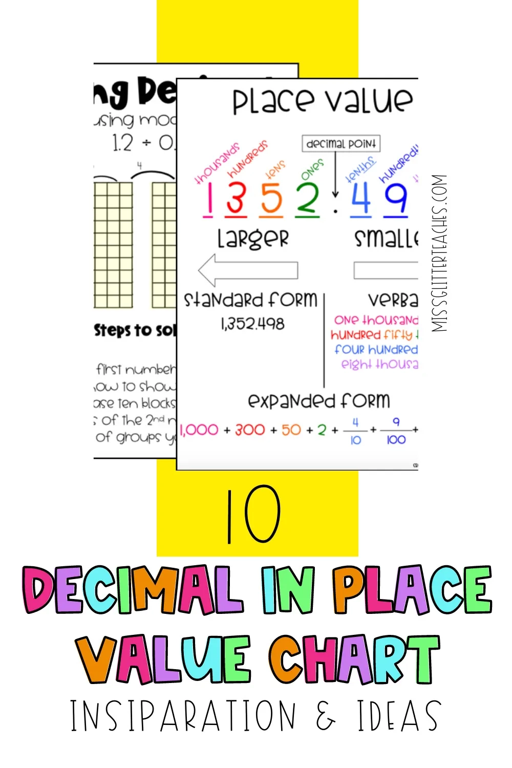 Decimal In Place Value Chart Miss Glitter Teaches
