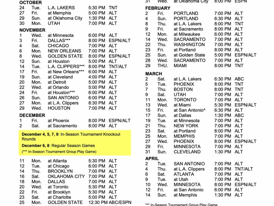 Denver Nuggets 2023 24 Official Regular Season Schedule Released Mile High Sports