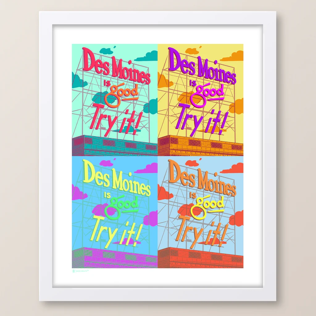 Des Moines Colonial Sign Pop Art Print Bozz Prints