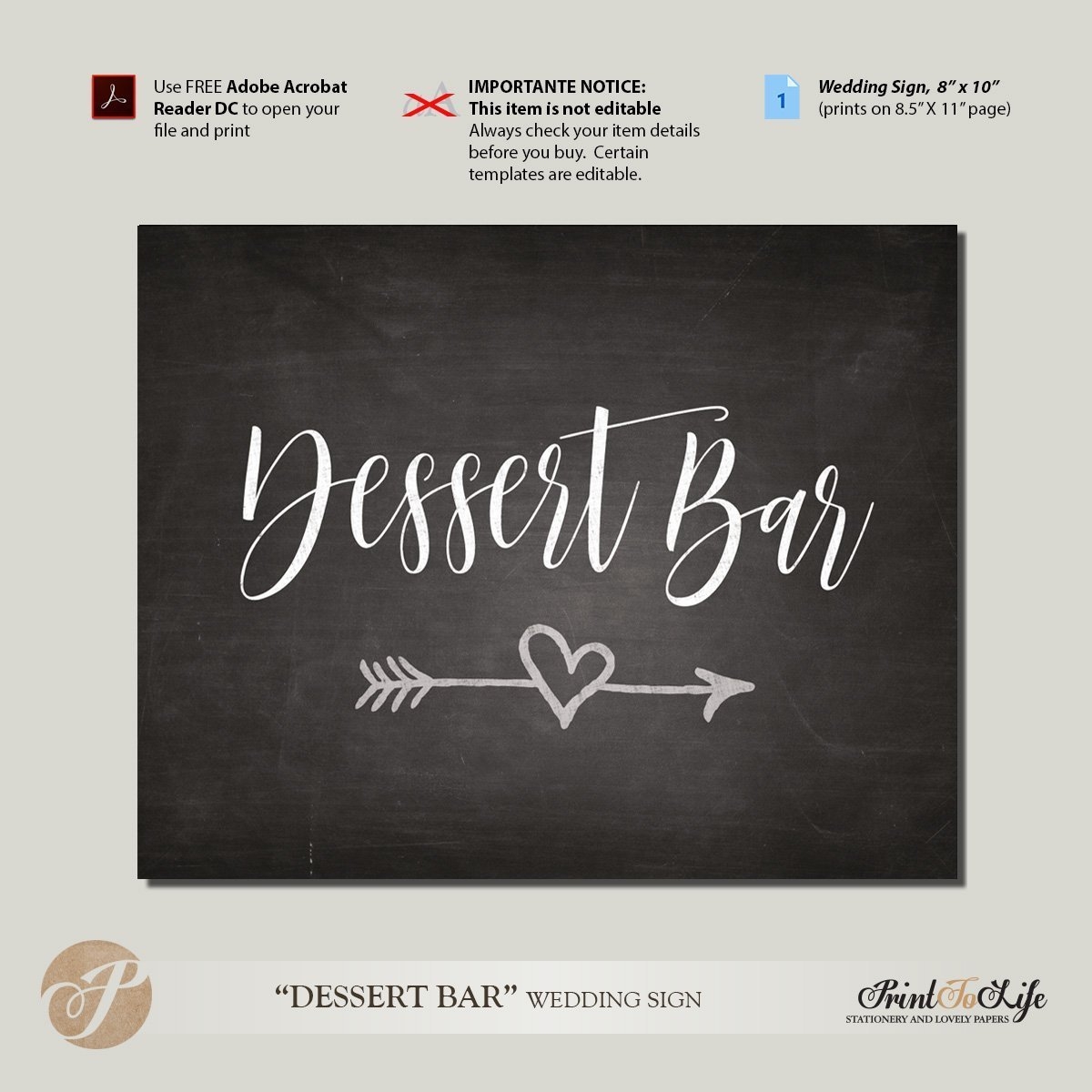 Dessert Bar Sign Dessert Bar Table Sign Printable Chalkboard Sign Printolife