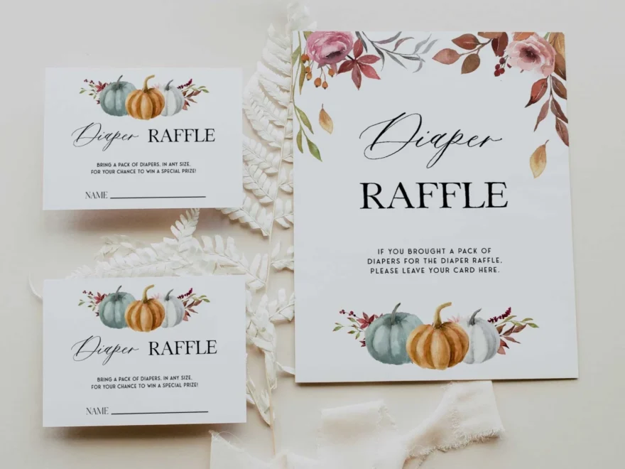 Diaper Raffle Game Fall Pumpkin Printable Baby Games OhHappyPrintables