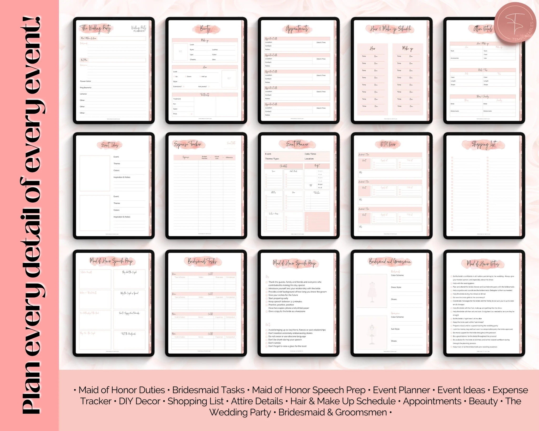 Printable Maid Of Honor Planner
