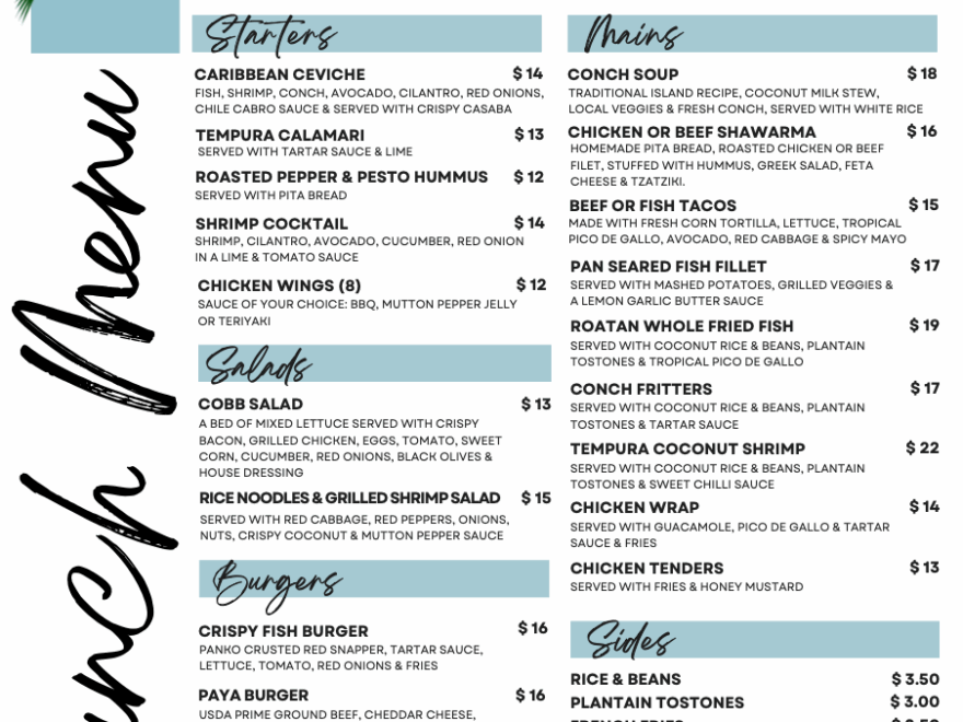 Dining Paya Bay Resort Roatan Honduras