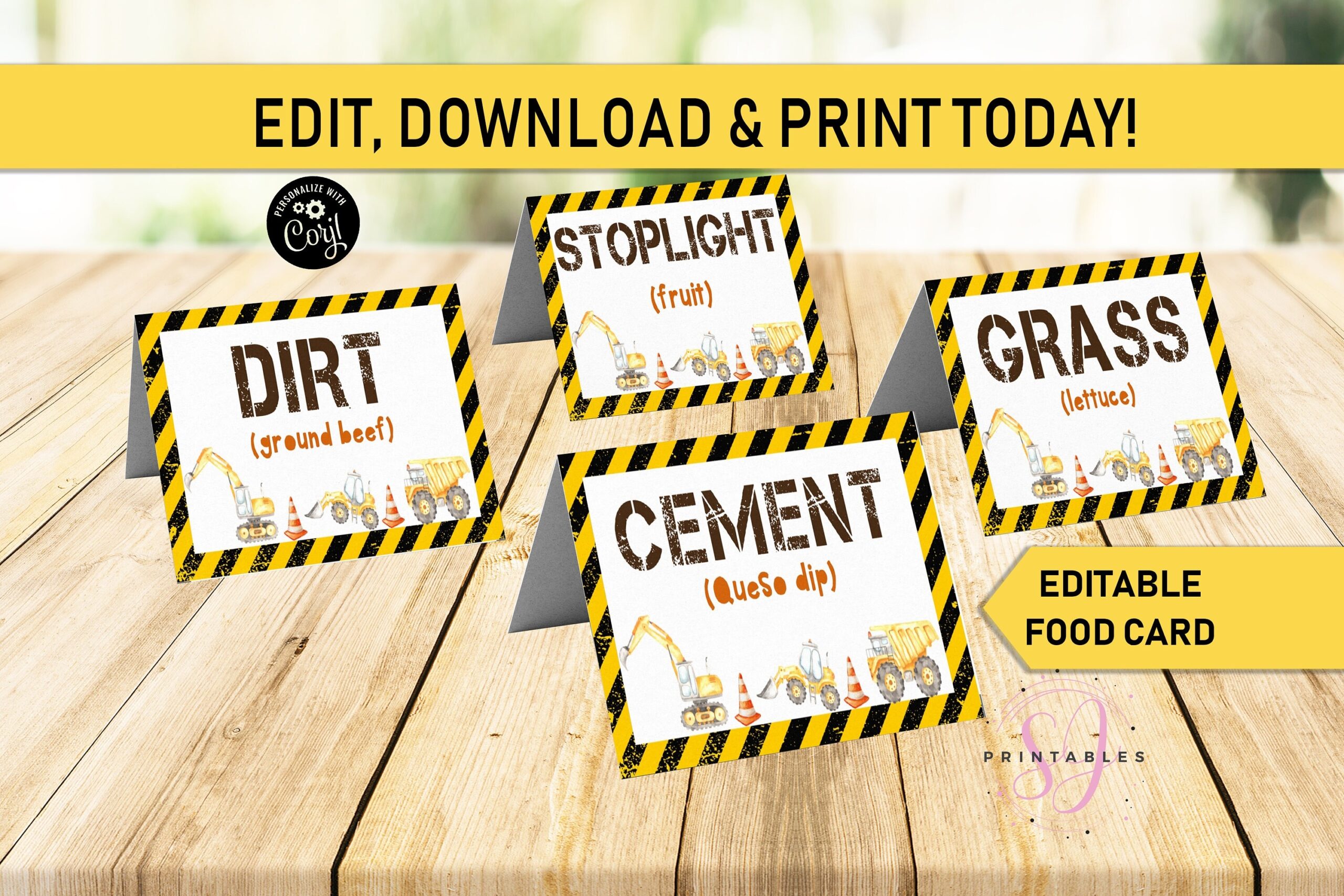Dirty 3rd y Food Tent Card Labels Dirty 3rdy Food Cards Construction Party 3rd Birthday Construction Trucks Party Signs food Label D05 Etsy