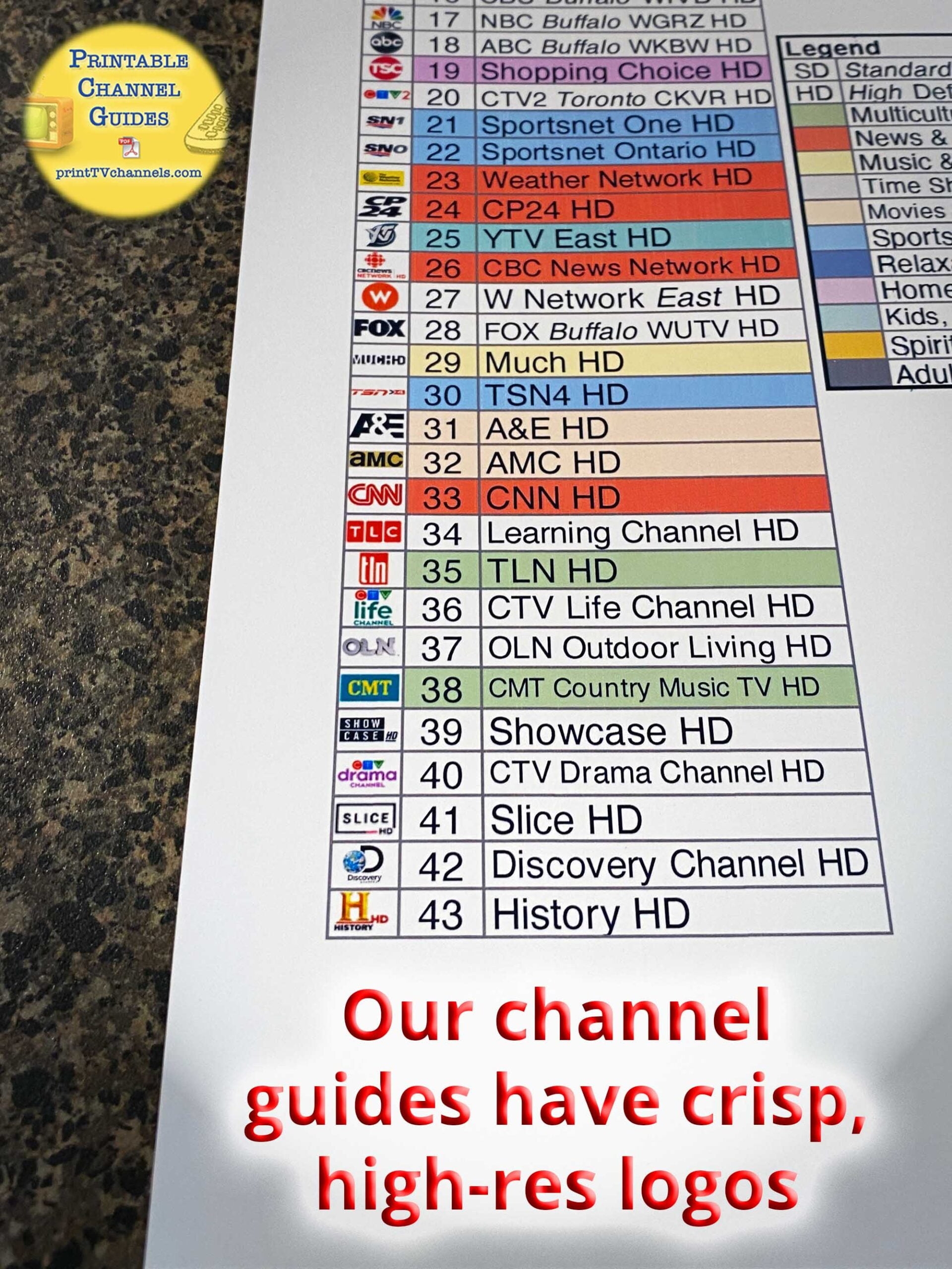 My Dish Printable Channels