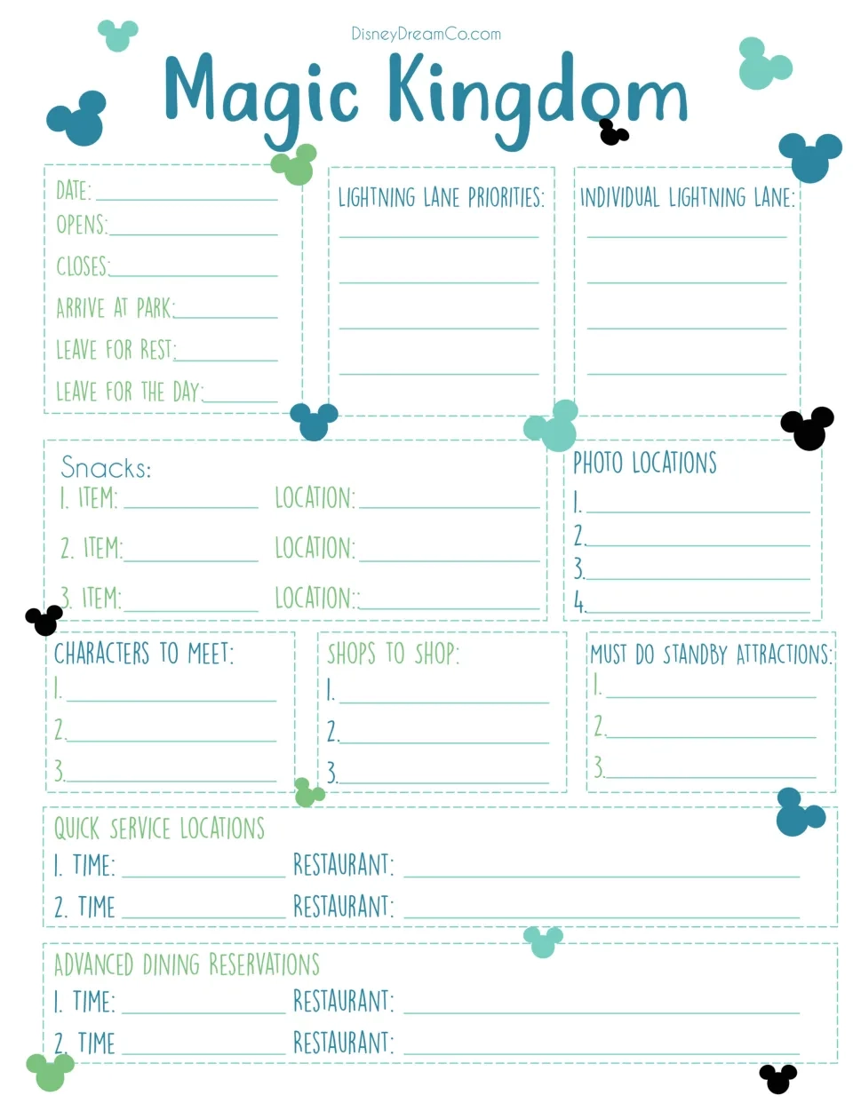 Disney Planning Guide Printable Disney Planning Guide Printable