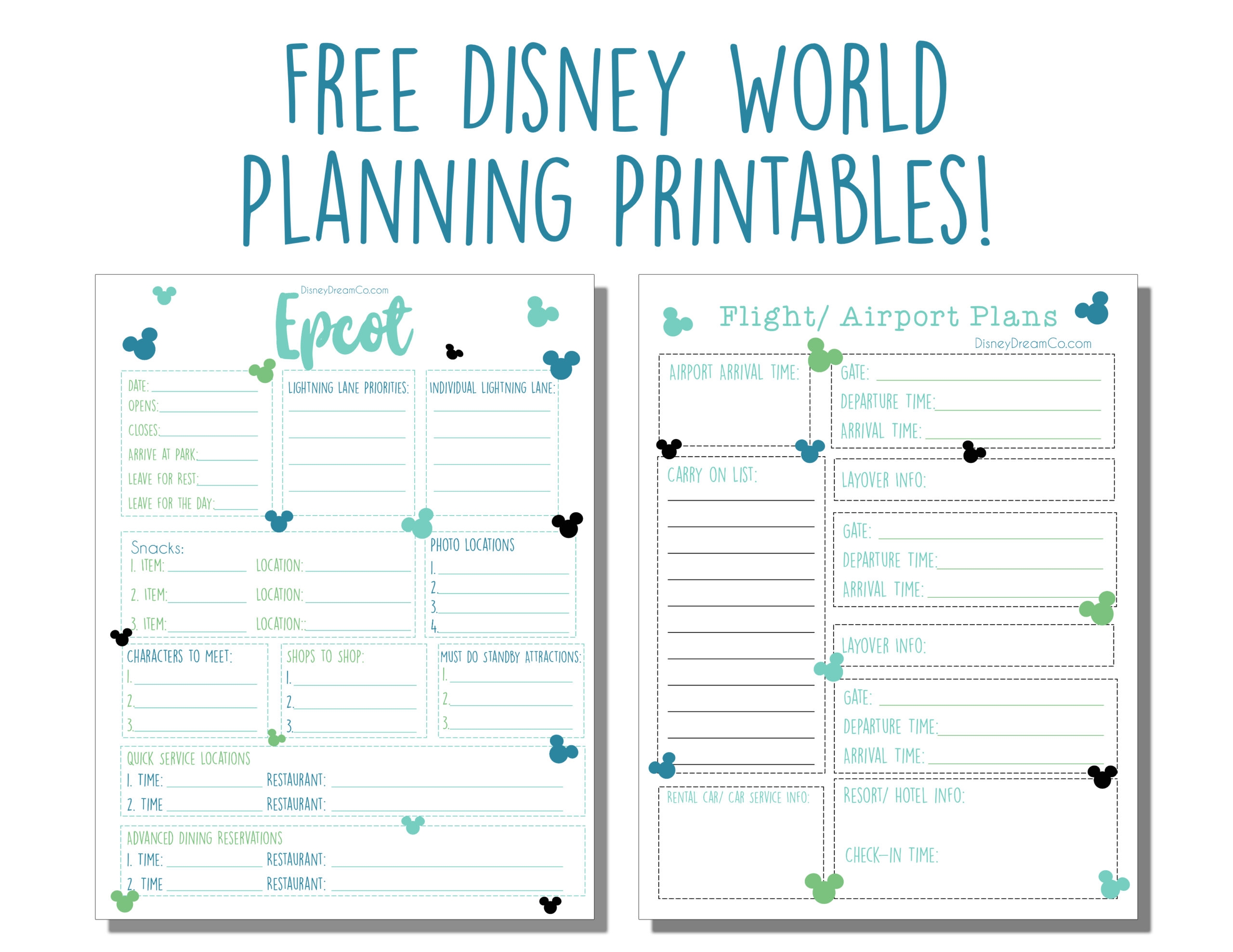 Disney World FREE Planning Printables Disney World Planner Disney Dream Co