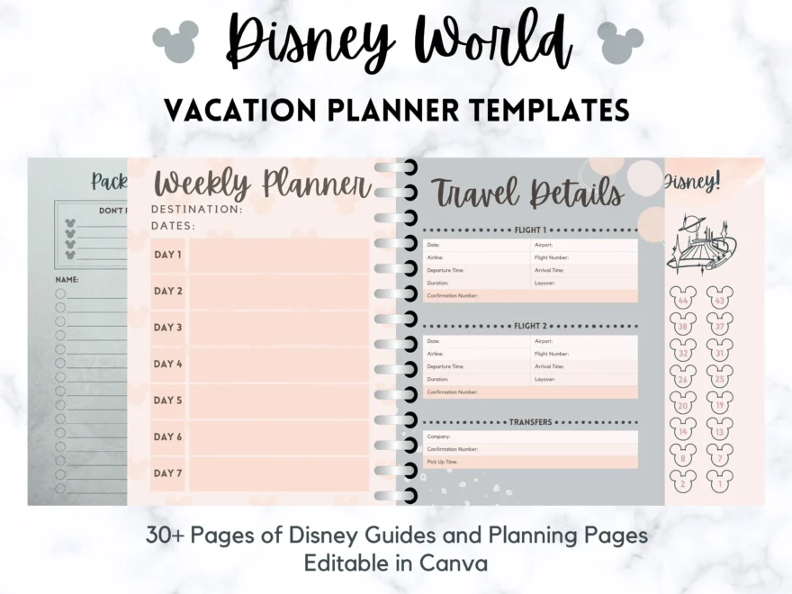 Disneyworld Planner Templates Guide Templates For Planning A WDW Vacation WDW Ultimate Park Planner Etsy