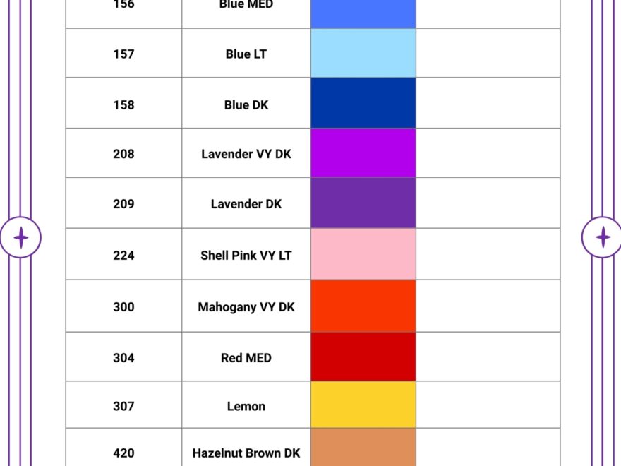DMC Color Chart And Inventory In Illustrator PDF Download Template