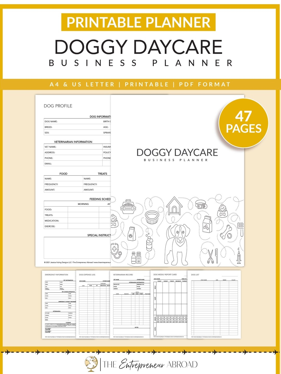 Doggy Daycare Business Planner Printable Home Dog Daycare Dog Sitter Dog Care Forms Enrollment Application Dog List A4 US Etsy