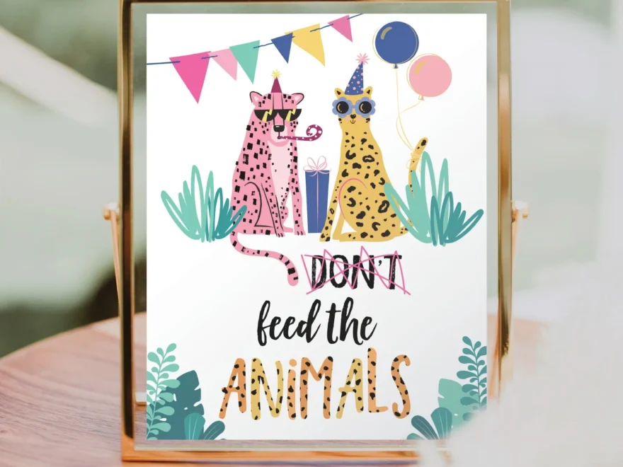 Don t Feed The Animals Printable Food Sign Safari Birthday Decor Party Food Mod Party Animals Leopard Print Birthday Party Jungle Cat Etsy