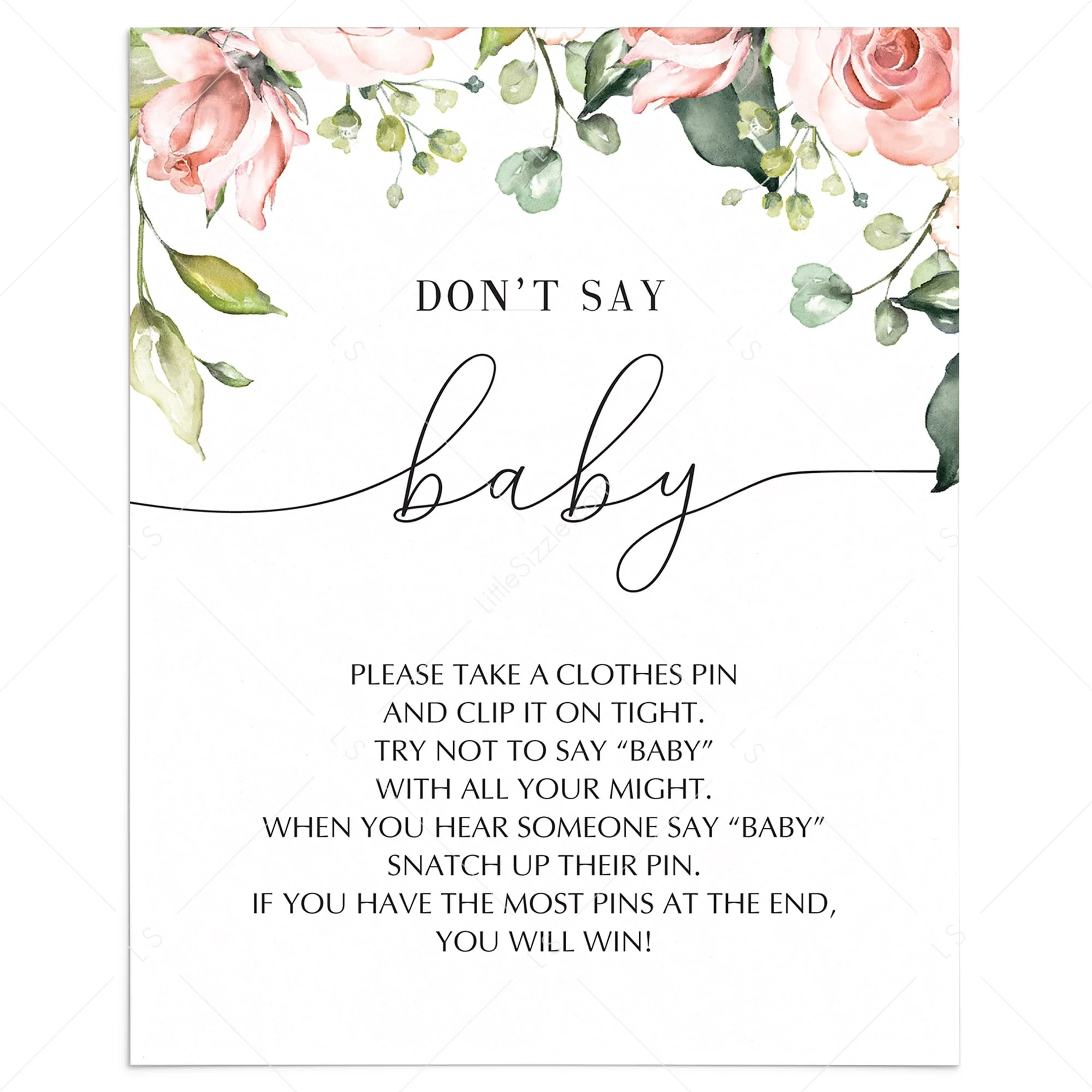 Dont Say Baby Printable Sign
