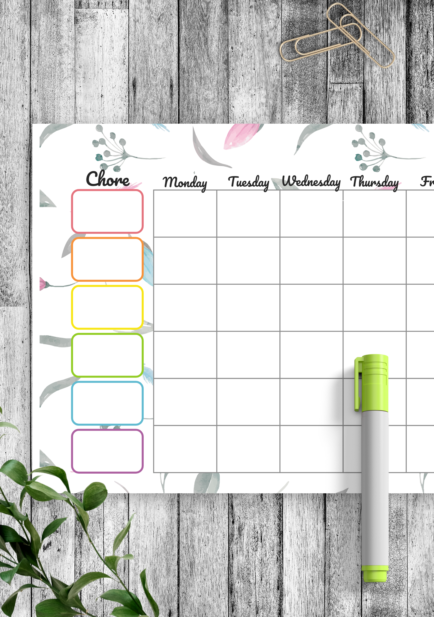Printable Planner Binder Pages Chores