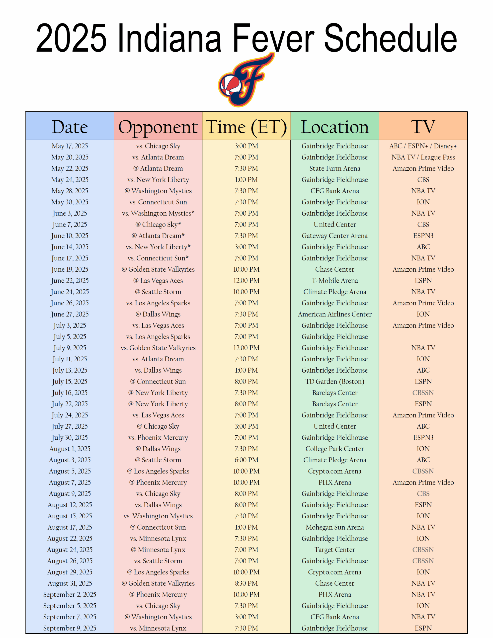 Fever Tv Schedule 2025 Printable