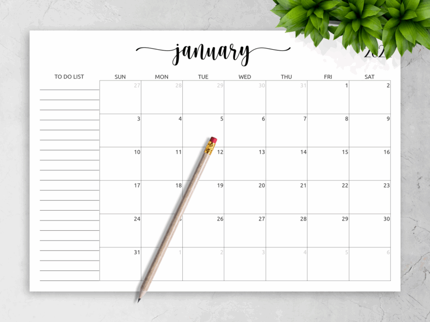 Download Printable Monthly Calendar With To Do List PDF