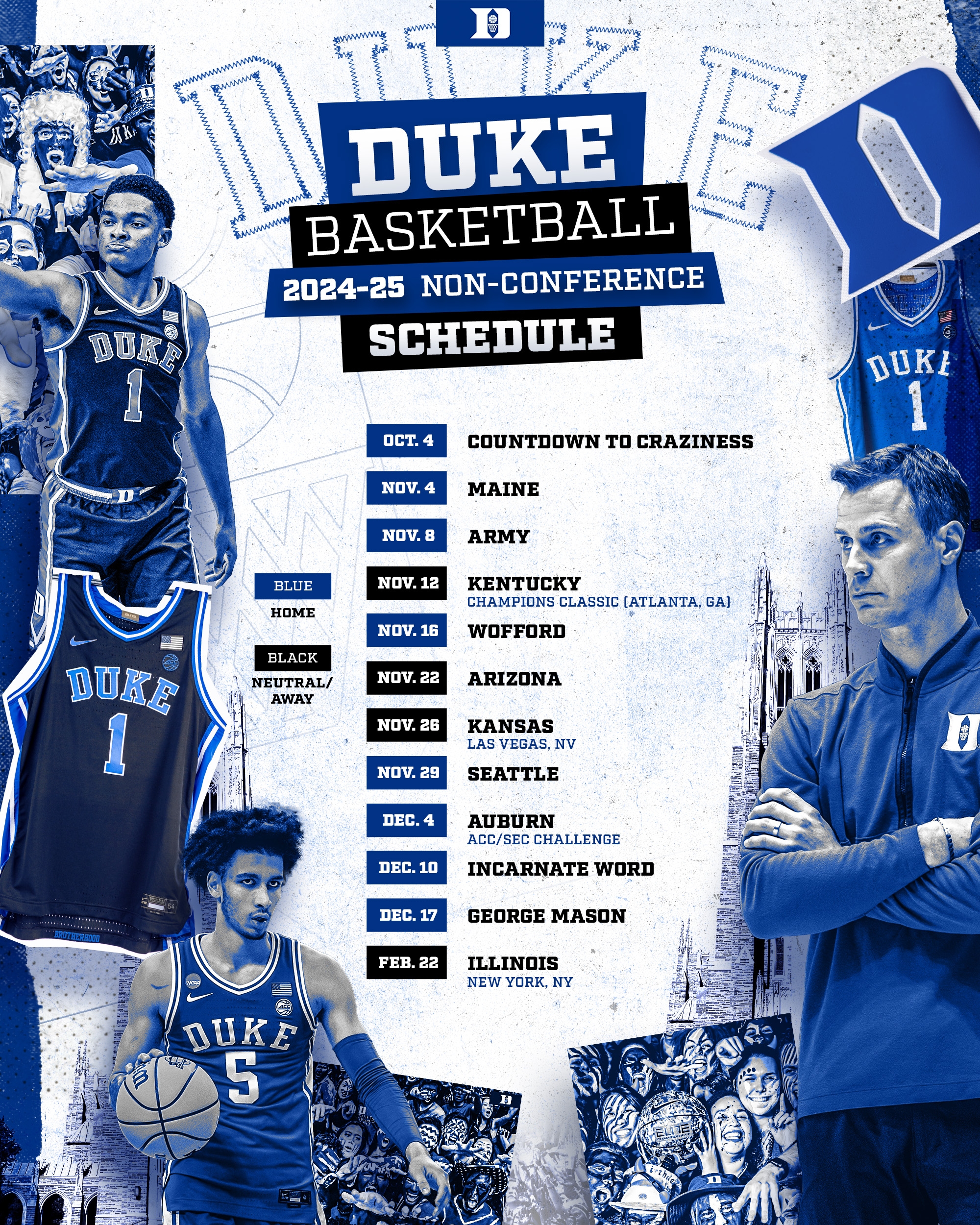 Duke Basketball Printable Schedule