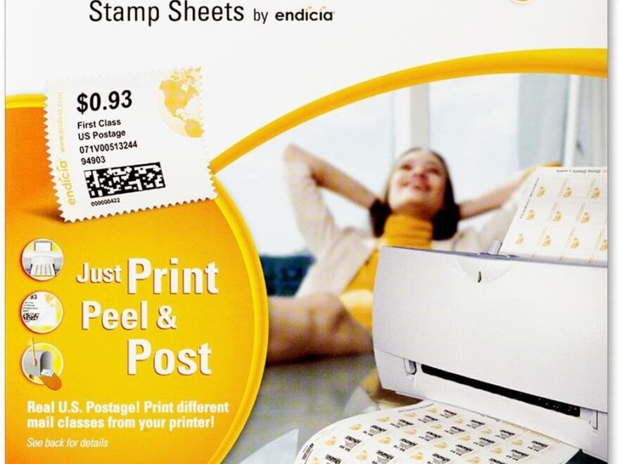 DYMO Brandclub Dymo 1750042 Authentic Printable Postage Stamp Sheets By Endicia For Inkjet Or Laser Printers 8 Sheets 192 Stamp Labels Mac PC Software Included