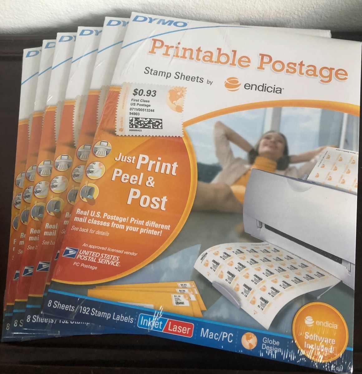 DYMO Printable Postage Stamp Sheets By Endicia 192 Labels NEW Laser Inkjet EBay