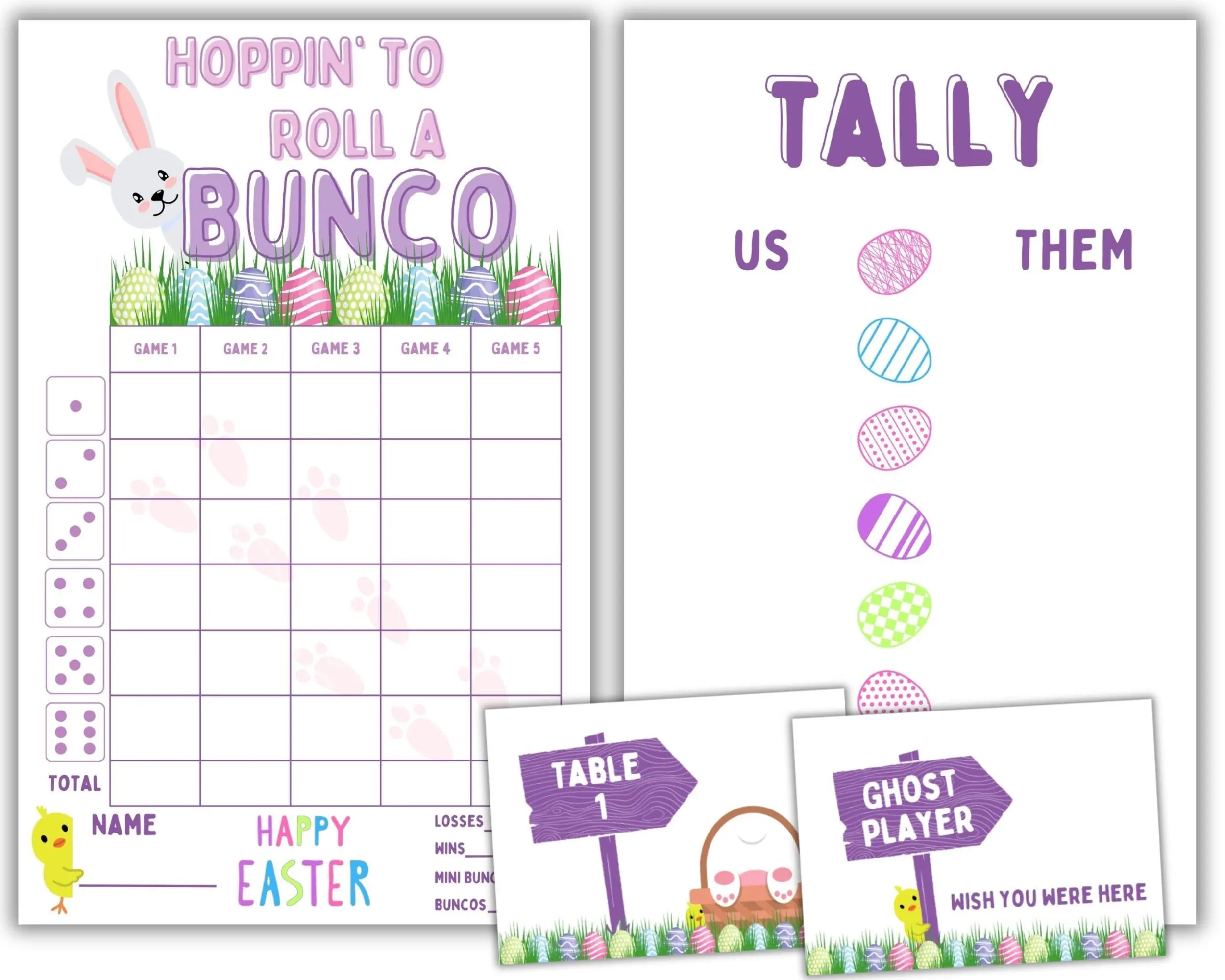 Easter Bunco INSTANT DOWNLOAD Bunco Score Card April Bunco Easter Bunny Bunco Bunco Printable Bunco Babes Bunco Kit Etsy