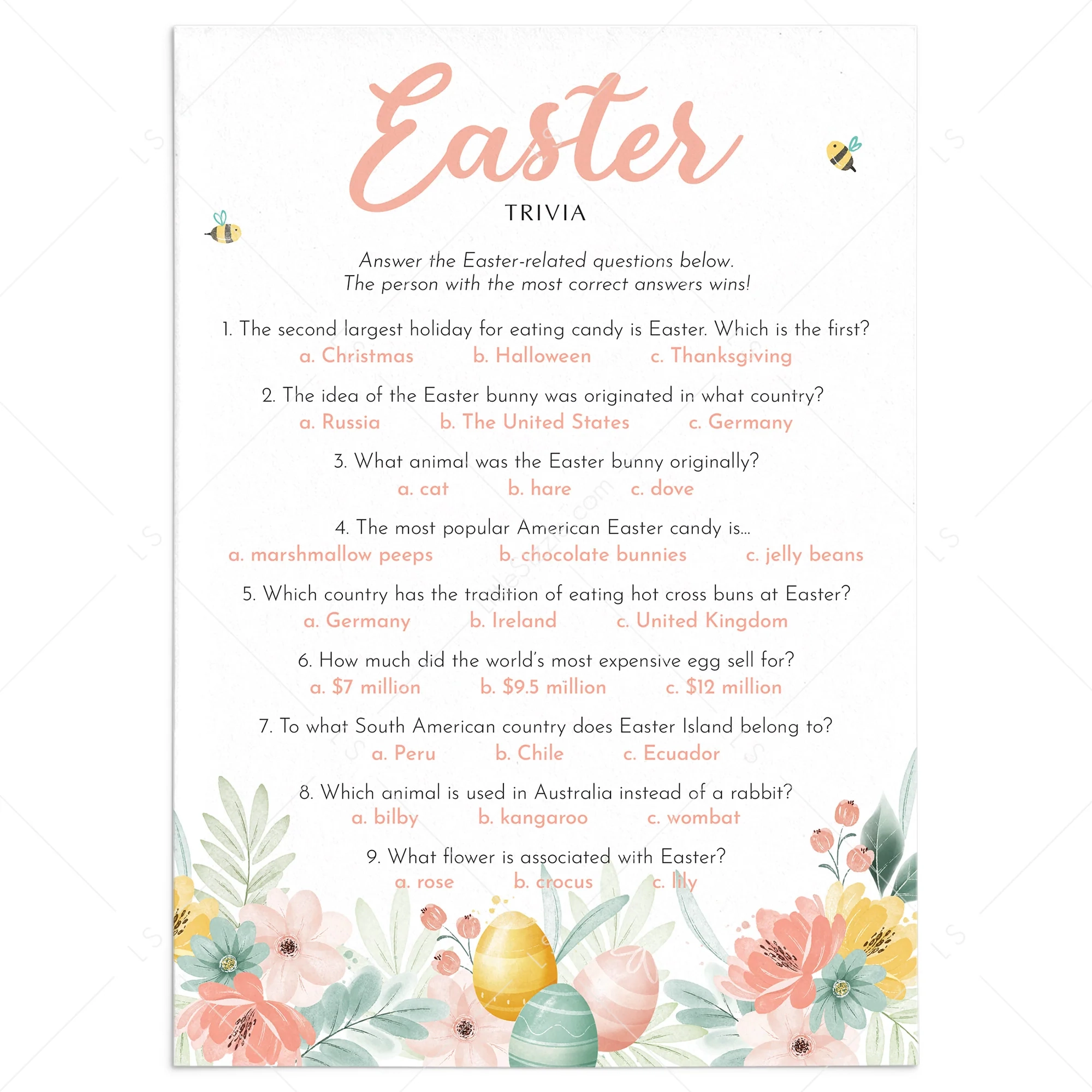 Easter Trivia With Answers Printable Easter Quiz Download LittleSizzle