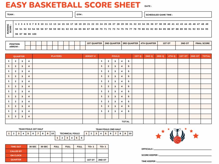 Easy Basketball Score Sheet Template WordLayouts