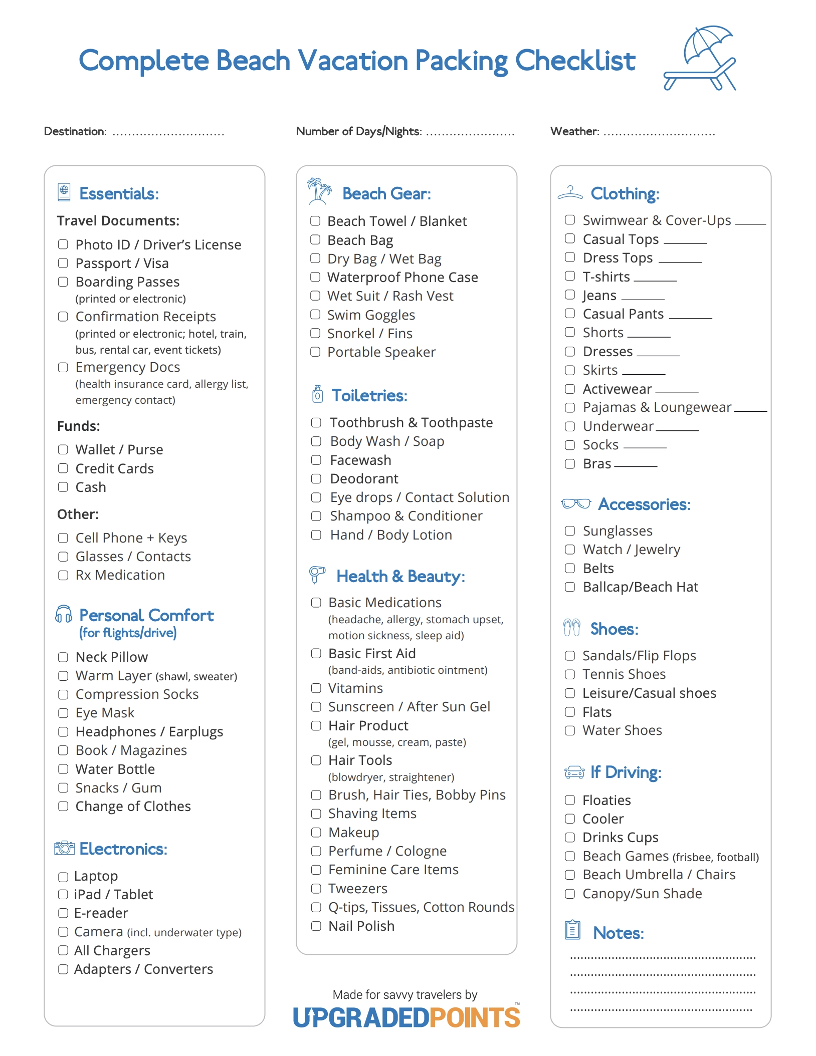 Easy Printable Beach Packing Checklist Best Tips 2024 