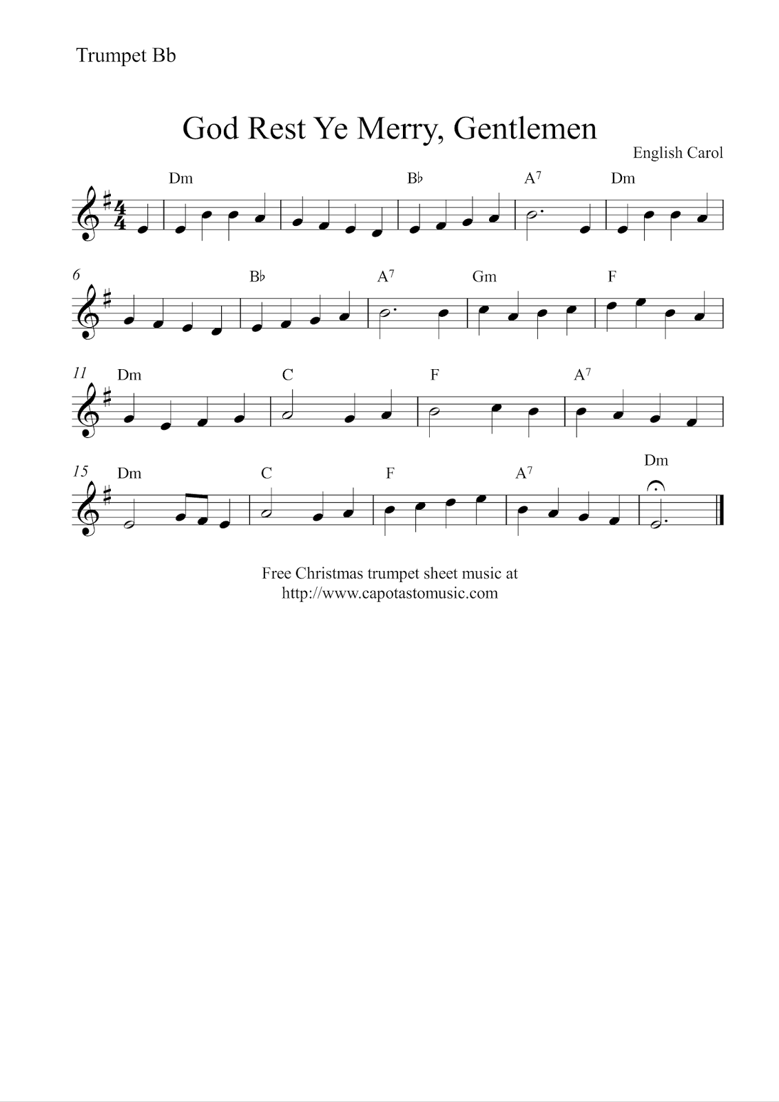 Christmas Sheet Music Trumpet Free Printable