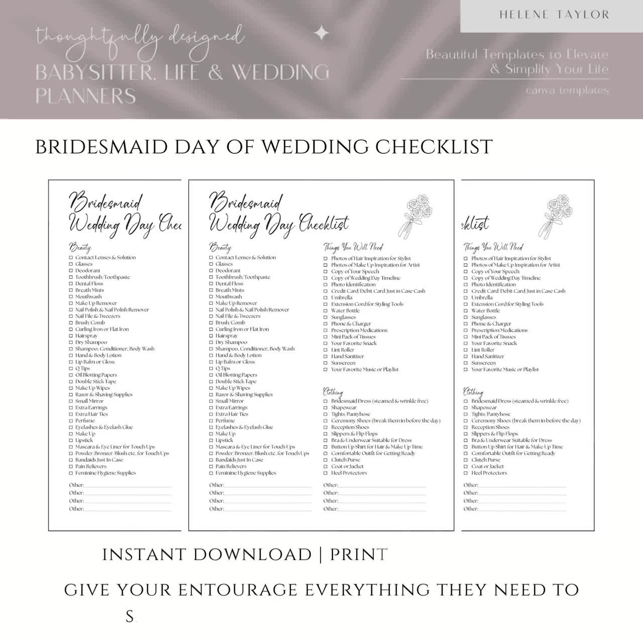 Printable Bridesmaids List Template