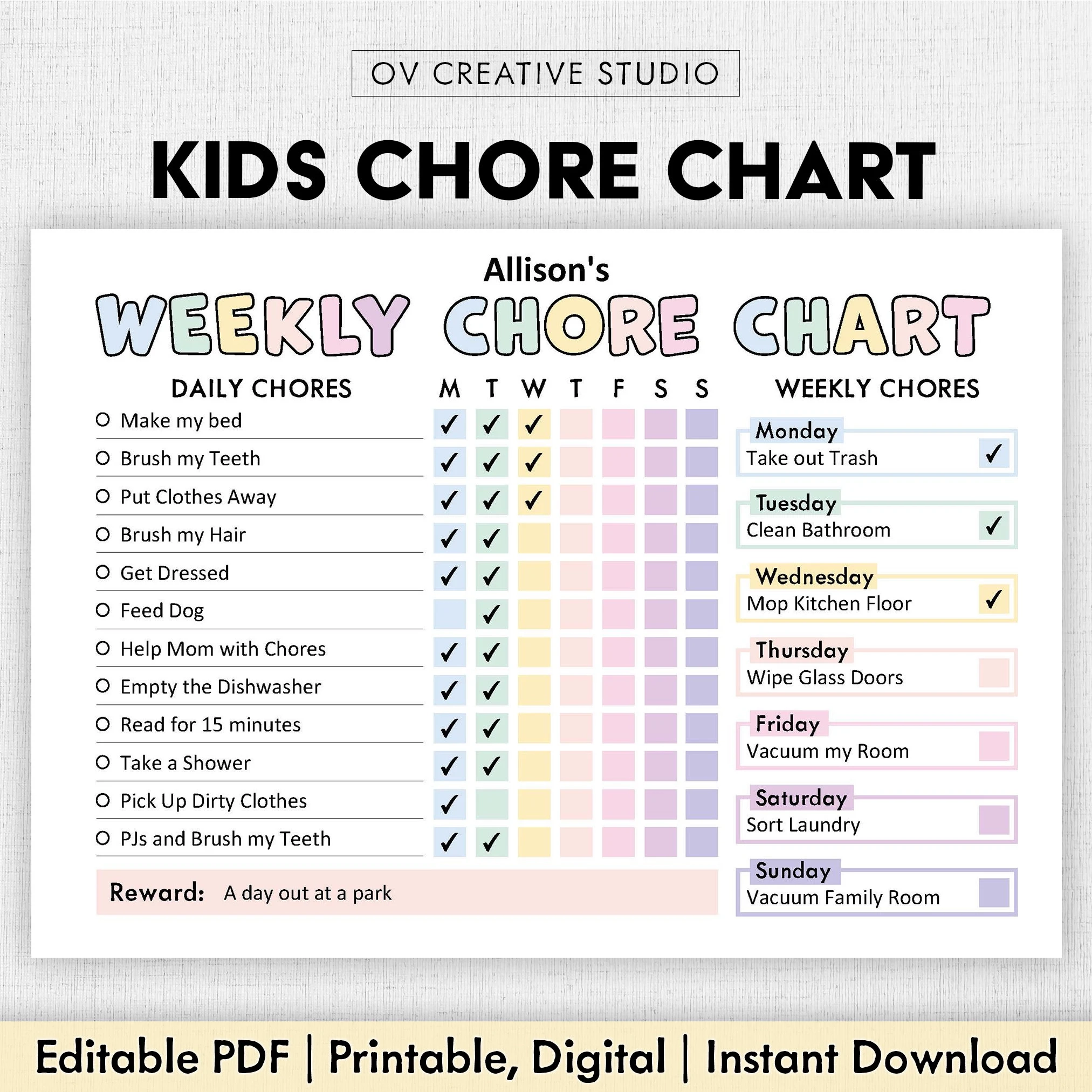 Kids Chore List Printable Kids Chore List Printable