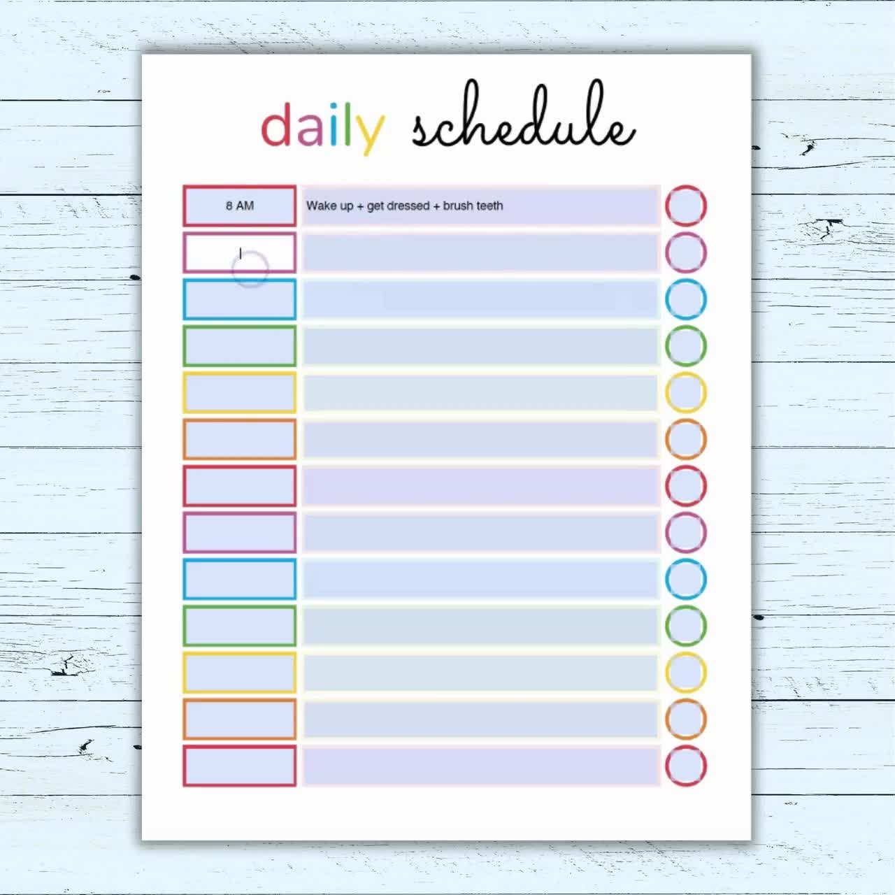 Daily Planner Printable For Kids