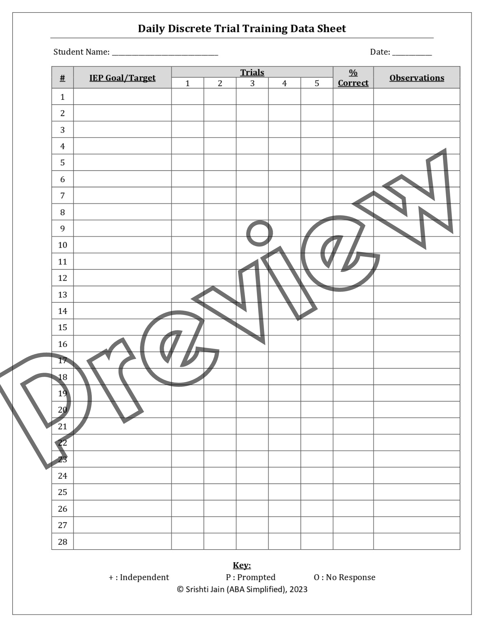 Editable DTT Data Sheets For ABA Therapy Made By Teachers