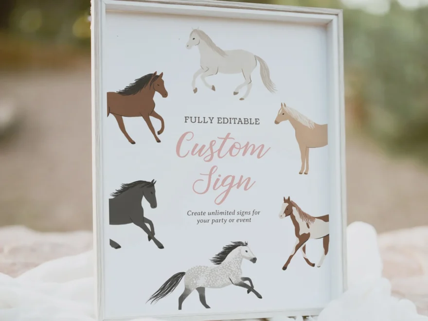 Editable Horse Birthday Custom Sign Template Little Folk Printables