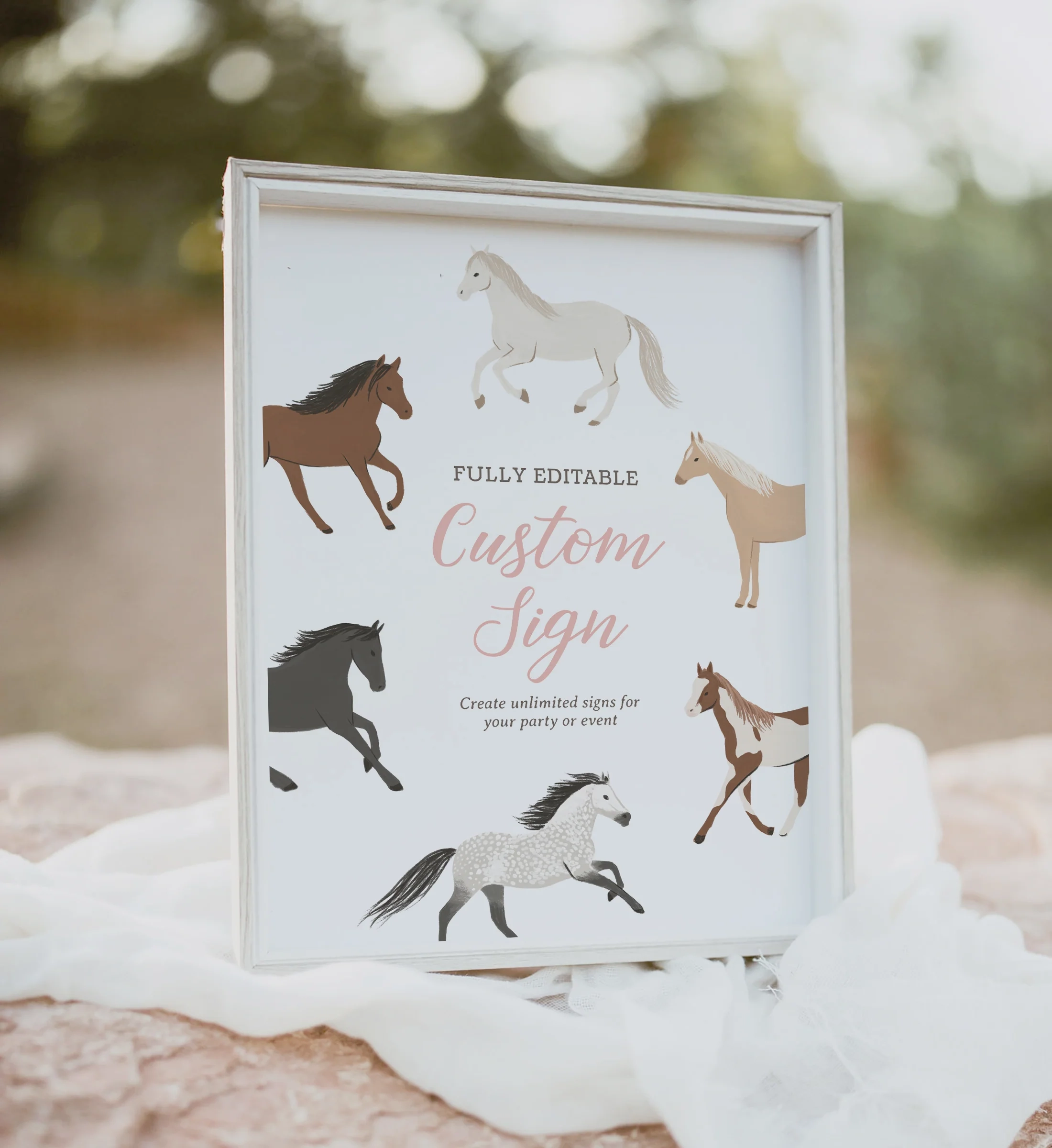 Editable Horse Birthday Custom Sign Template Little Folk Printables