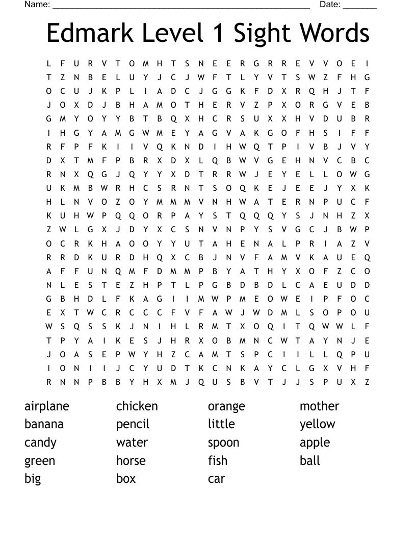 Edmark Sight Word List Printable