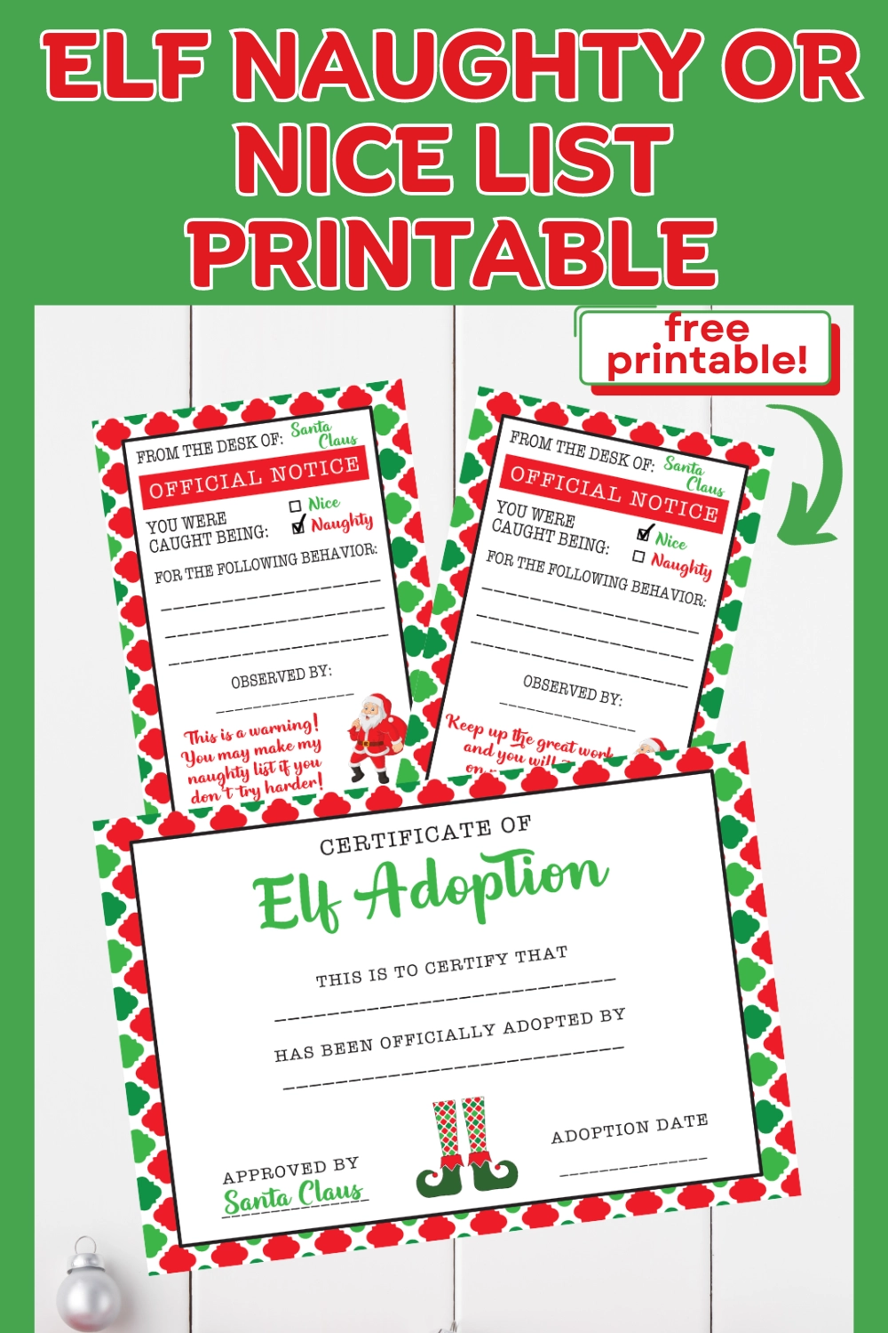 Naughty List Free Printable