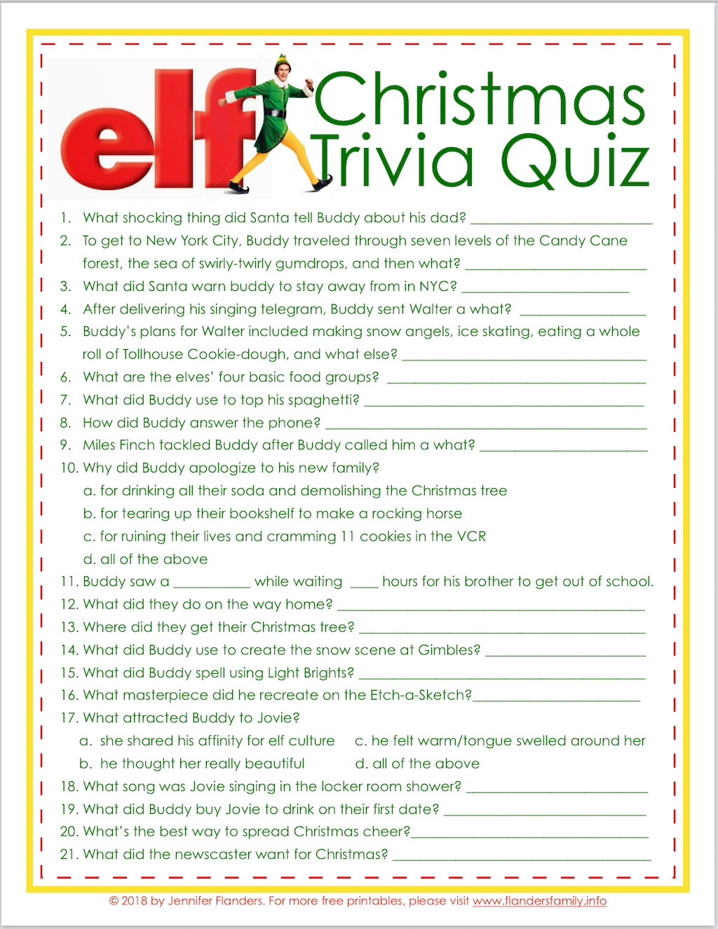 Christmas Quiz And Answers Printable