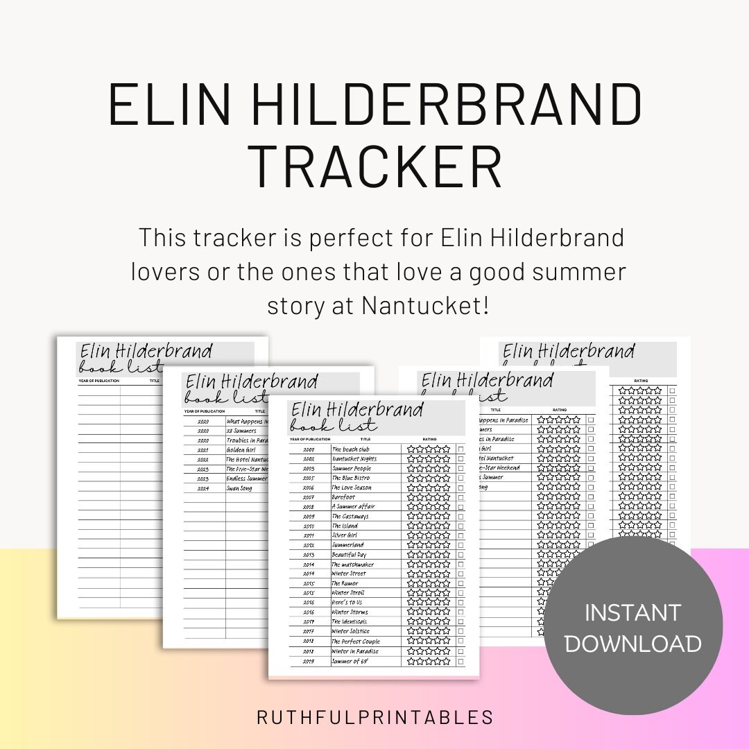 Elin Hilderbrand Tracker Etsy