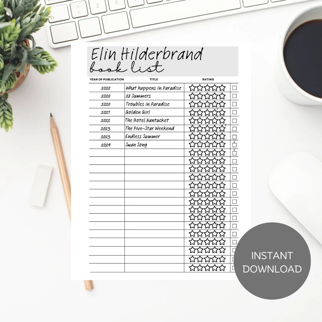 Elin Hilderbrand Printable Book List