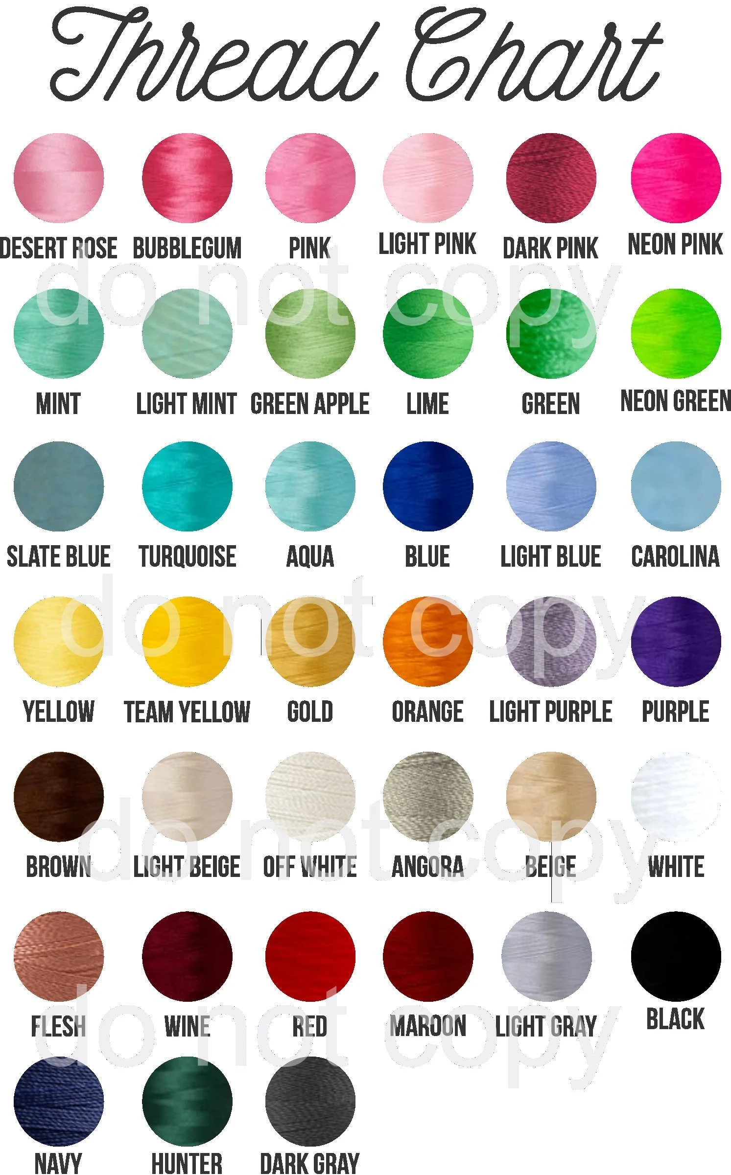 Embroidery Thread Chart Download Etsy