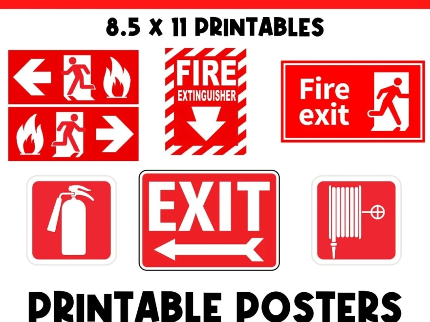 Emergency Exit Fire Safety Sign Classroom Signs Classroom Printables Educational Poster Safety School Posters Community Signs
