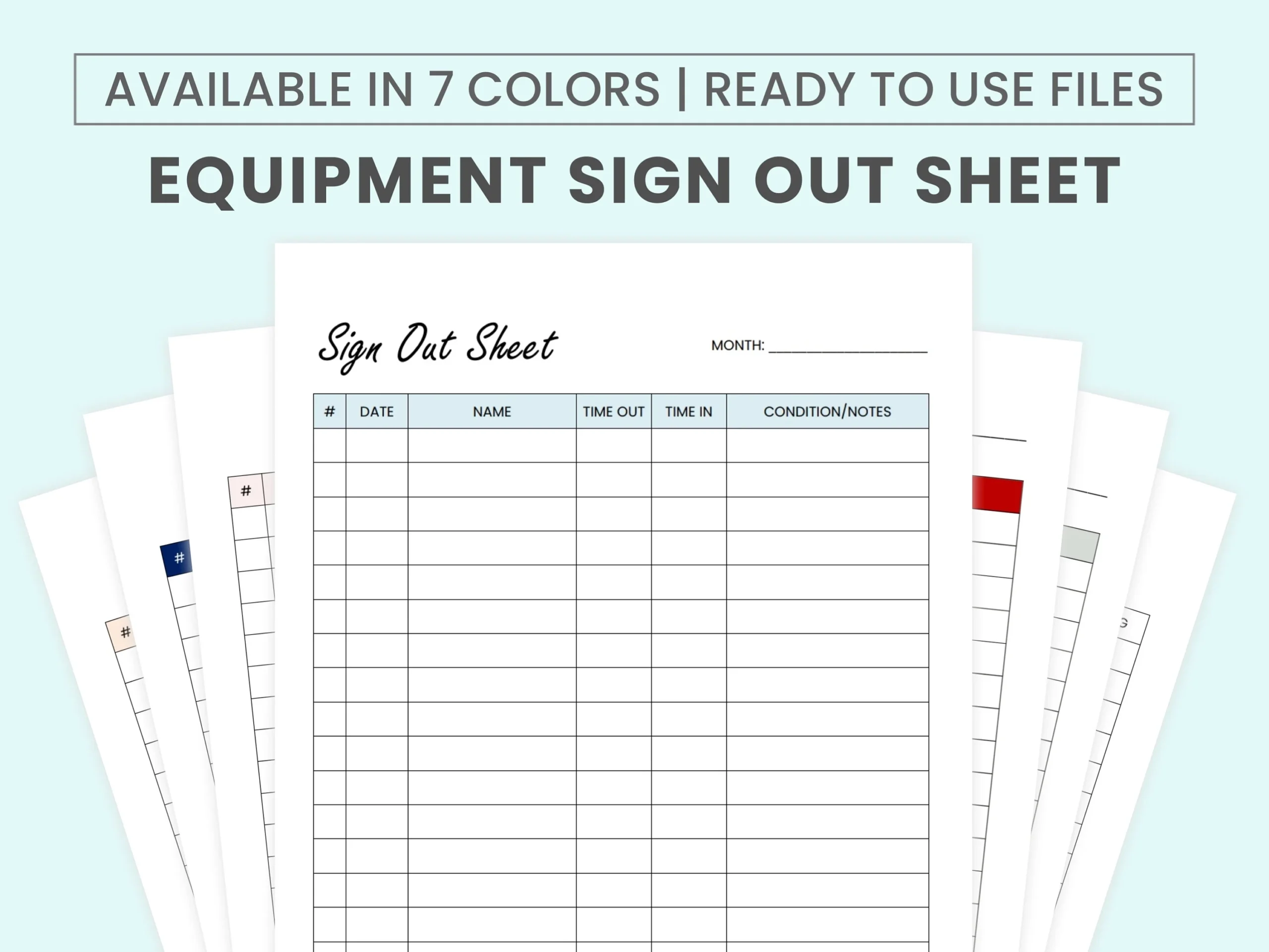 Printable Equipment Sign Out Sheet Template
