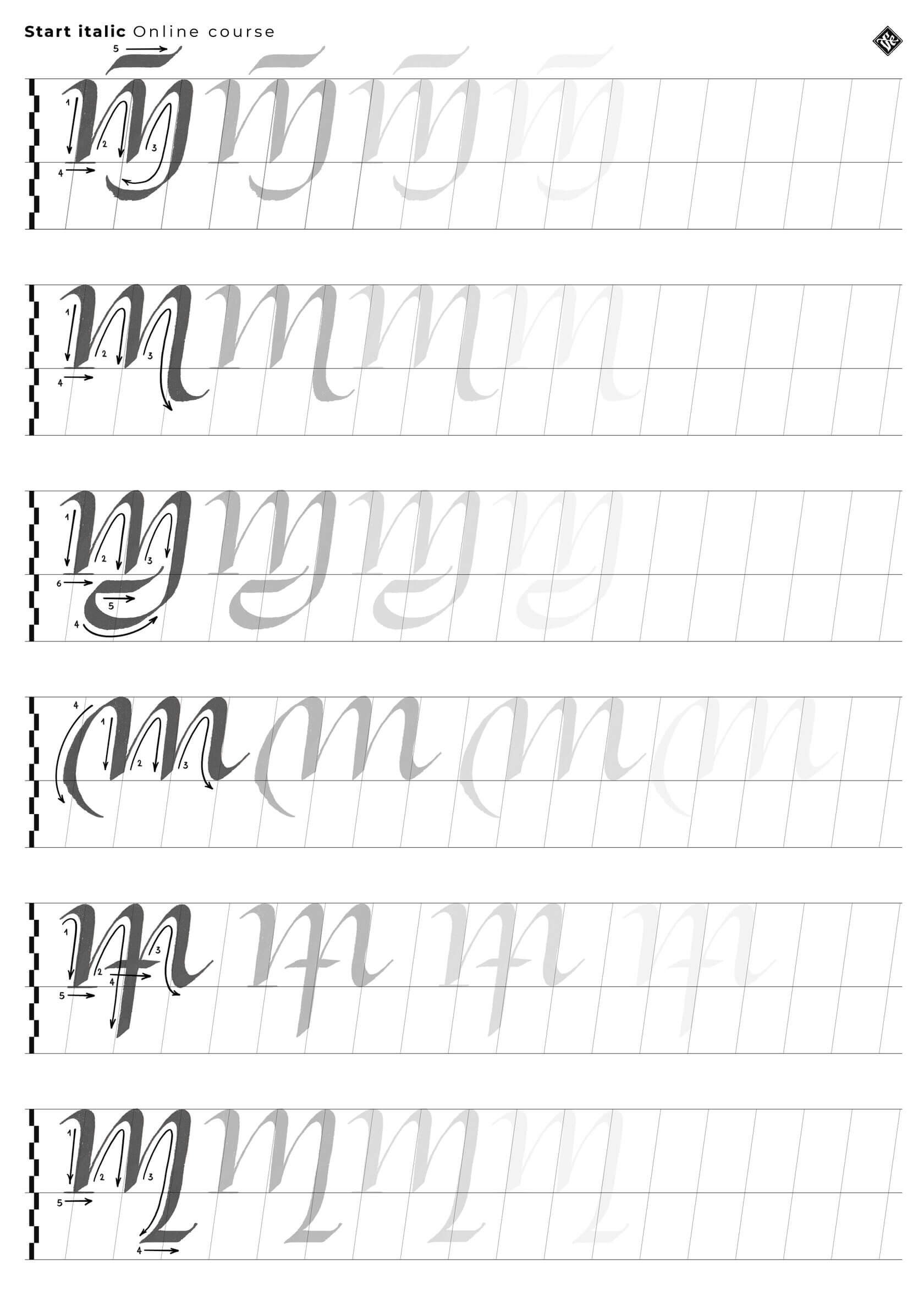 Italic Calligraphy Alphabet Practice Sheets Printable