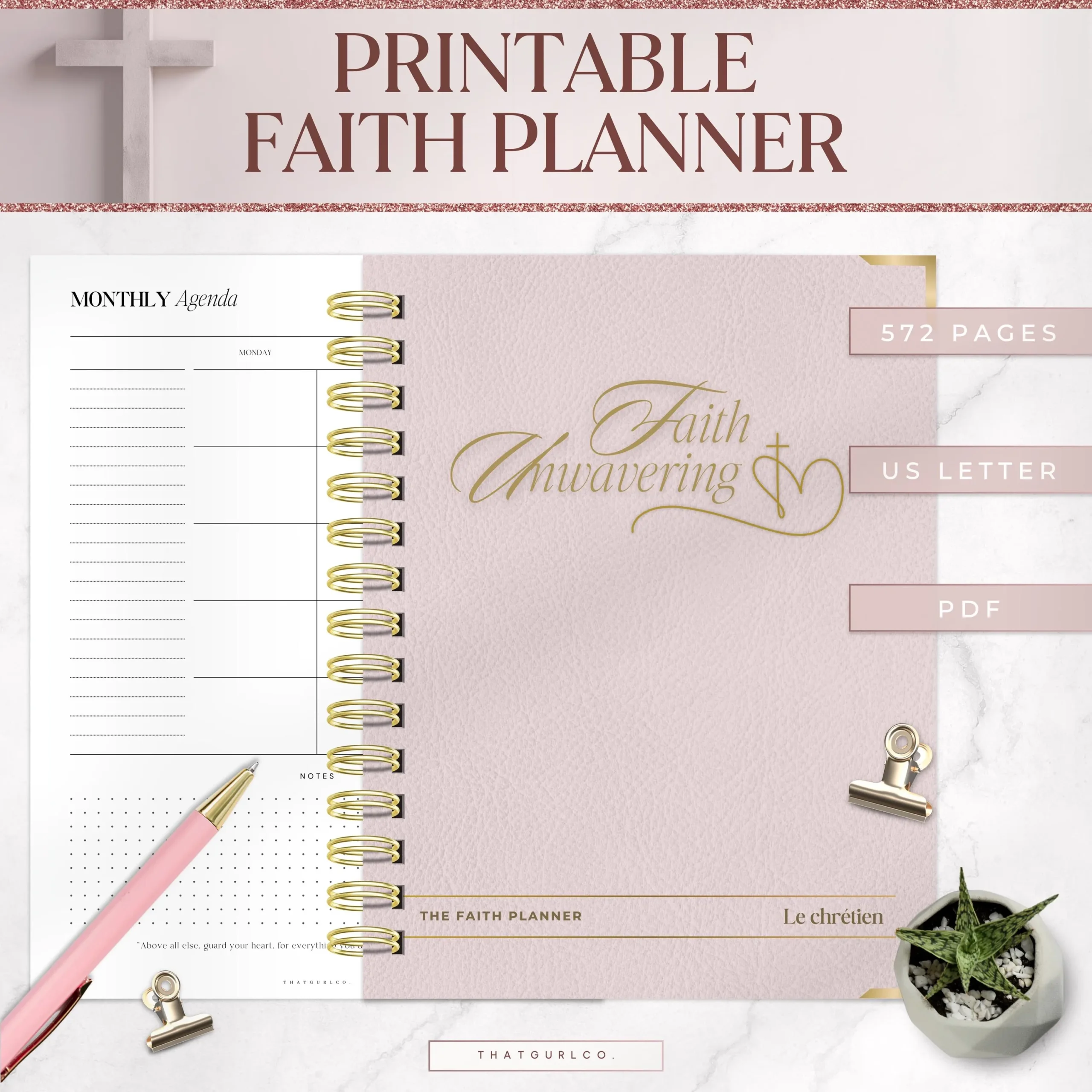 Faith Planner Printable Bible Study Notebook Printable Prayer Journal Bible Journal Devotional Planner Instant Download US Letter Etsy