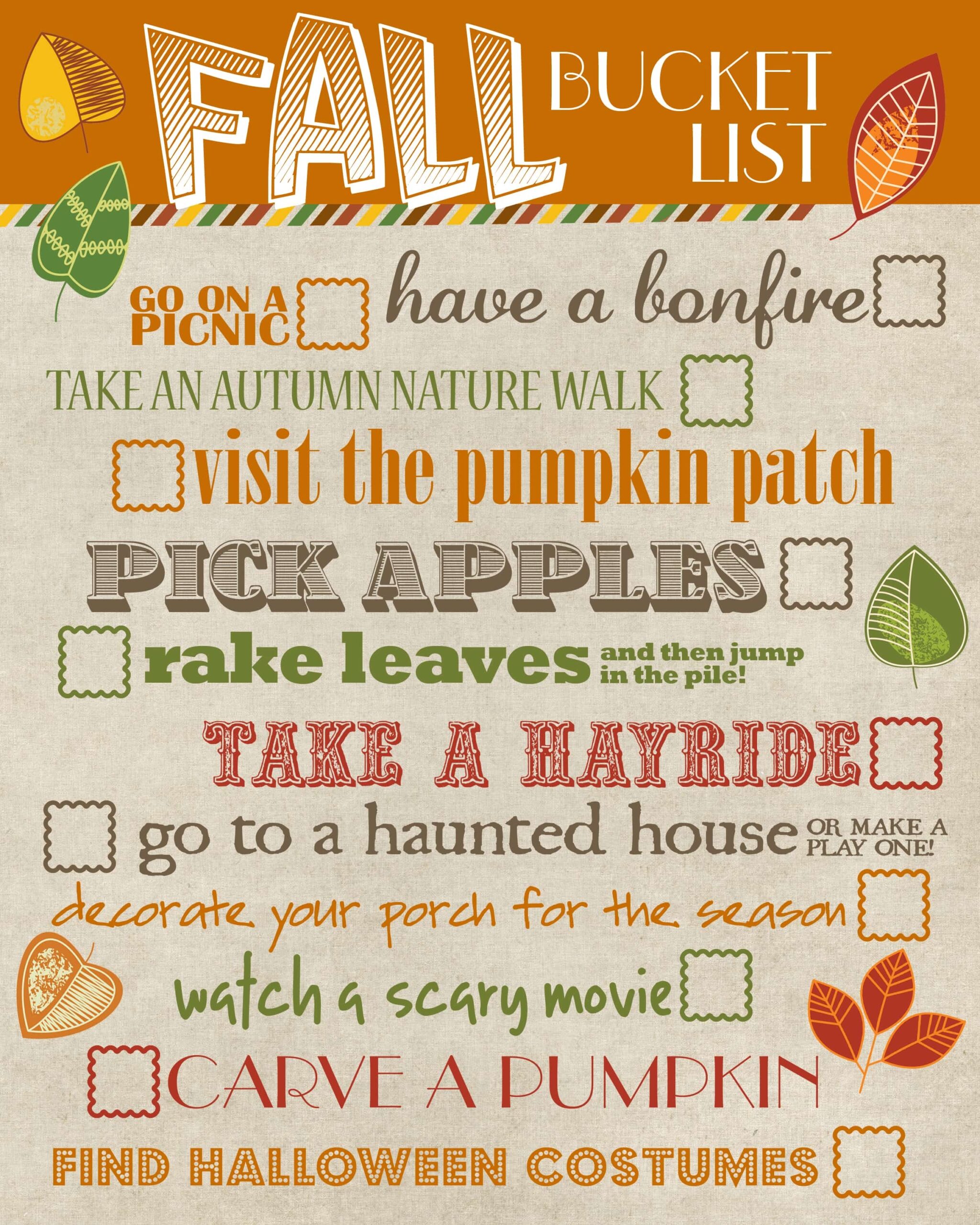 Free Printable Fall Bucket List
