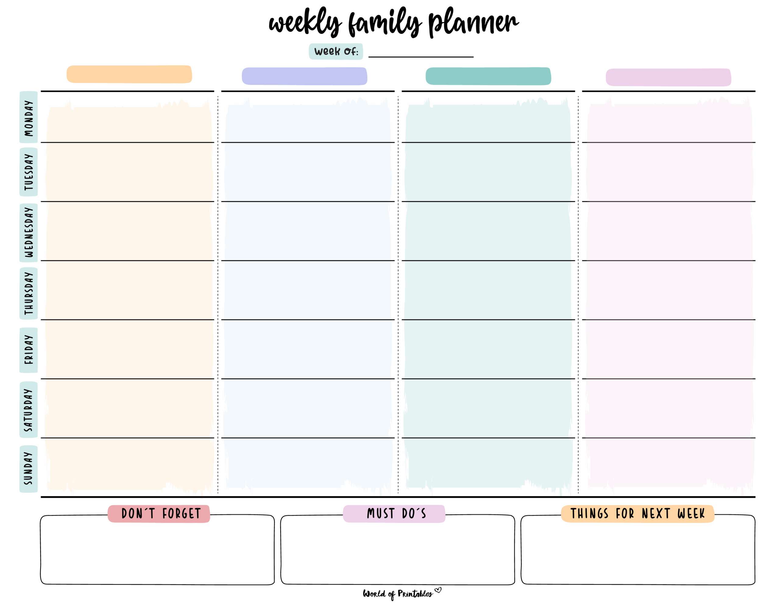 Printable 4 Porson Planner