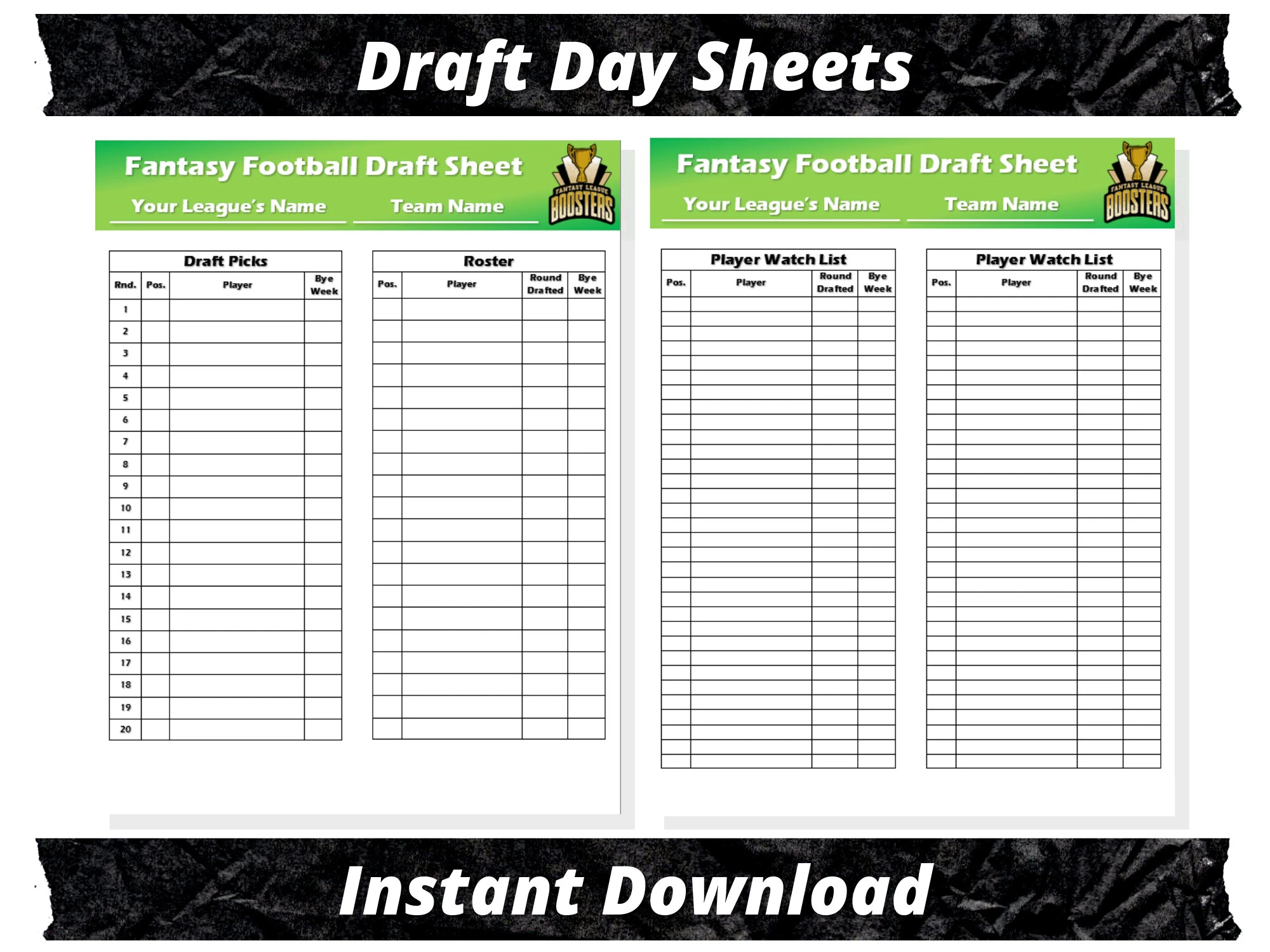 Fantasy Football Draft Printable Sheet
