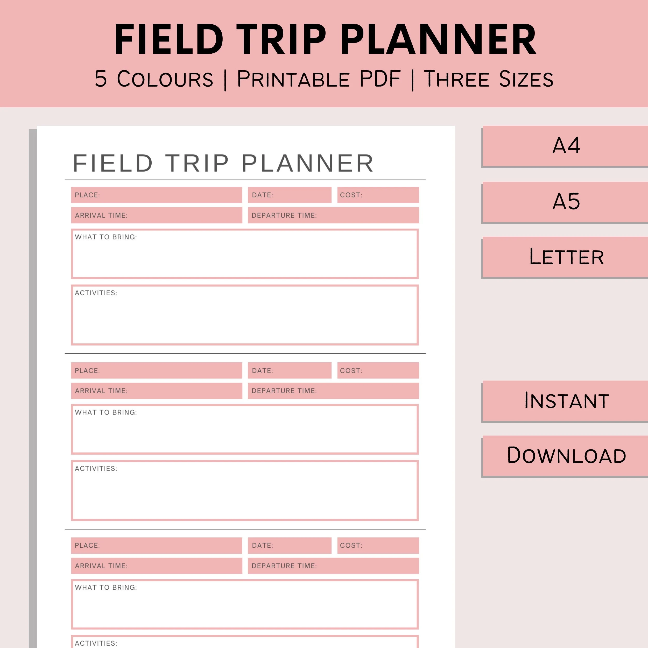 Field Trip Planner Printable Homeschool Plan Classroom Trip Teacher Planner Journal Academic Log PDF A4 A5 Letter Etsy